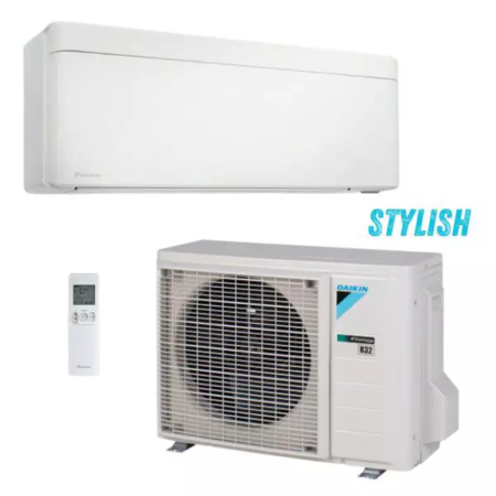Stylish Bianco climatizzatore Daikin monosplit ad elevata efficienza energetica con tripla classe A per raffrescamento e riscaldamento, refrigerante R32