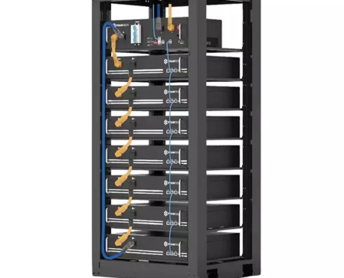 Powercube X1 16.8 Sistema di accumulo da 16,8 kWh Pylontech dotato di sette batterie in alta tensione da 2.4 kWh con relativo BMS sistemati su struttura a Rack