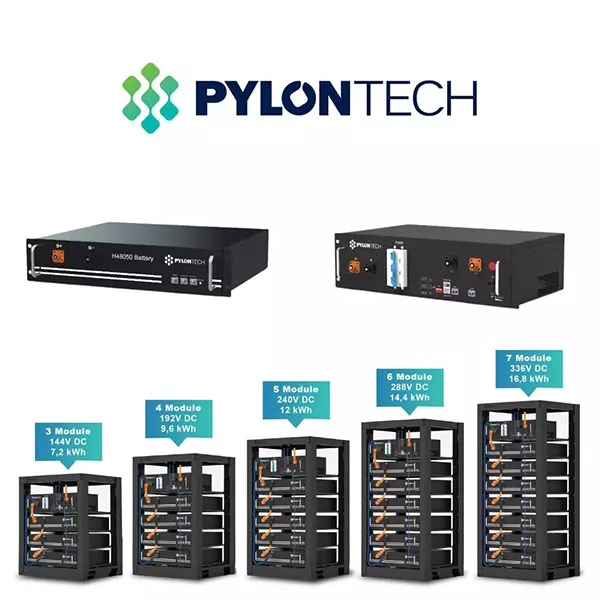 Powercube X1 Sistema di accumulo Pylontech dotato di 3 o più batterie in alta tensione da 2.4 kWh con relativo BMS e struttura a Rack