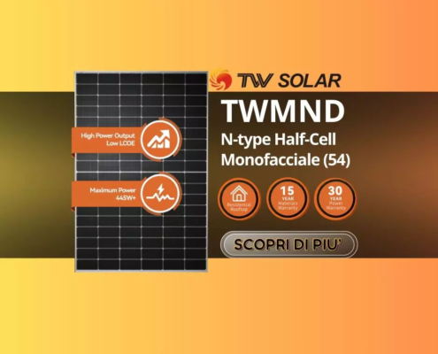 TWMND 54HS MODULI FOTOVOLTAICI TW SOLAR mezza cella monocristallino di tipo monofacciale con celle ad alta efficienza energetica e tecnologia di incapsulamento avanzata