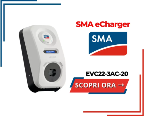 Wallbox trifase con potenza di carica fino a 22kW ECHARGER 22 di SMA compatibile con tutti i veicoli elettrici in commercio dotati di presa T2